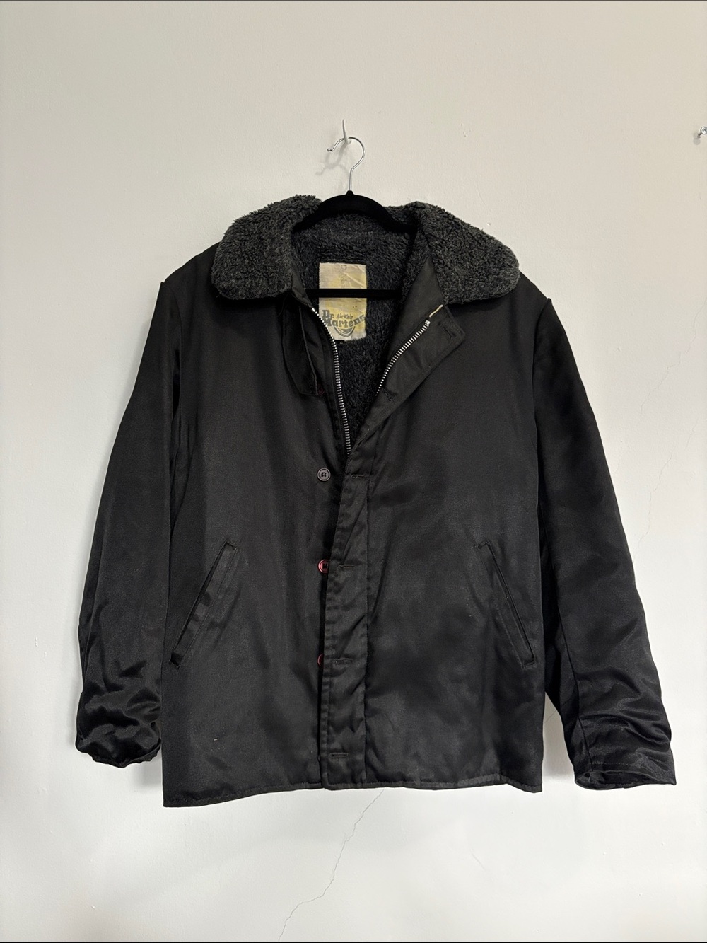 Dr Martens Vintage Men's Black Sherpa Collar Jacket - Classic Workwear Style